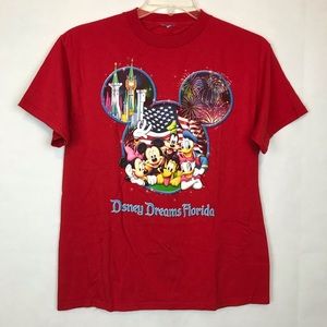 Walt Disney World Red Themed Park Graphic Tee - Theme Park Basic Animation